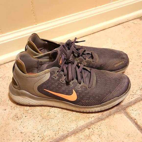 Nike Free Women's Gray Sneakers w/ Orange Icon Size 9 - Picture 1 of 8